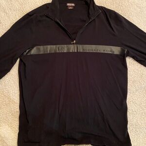Michael Kors Black Zip Collar Long-sleeve Shirt